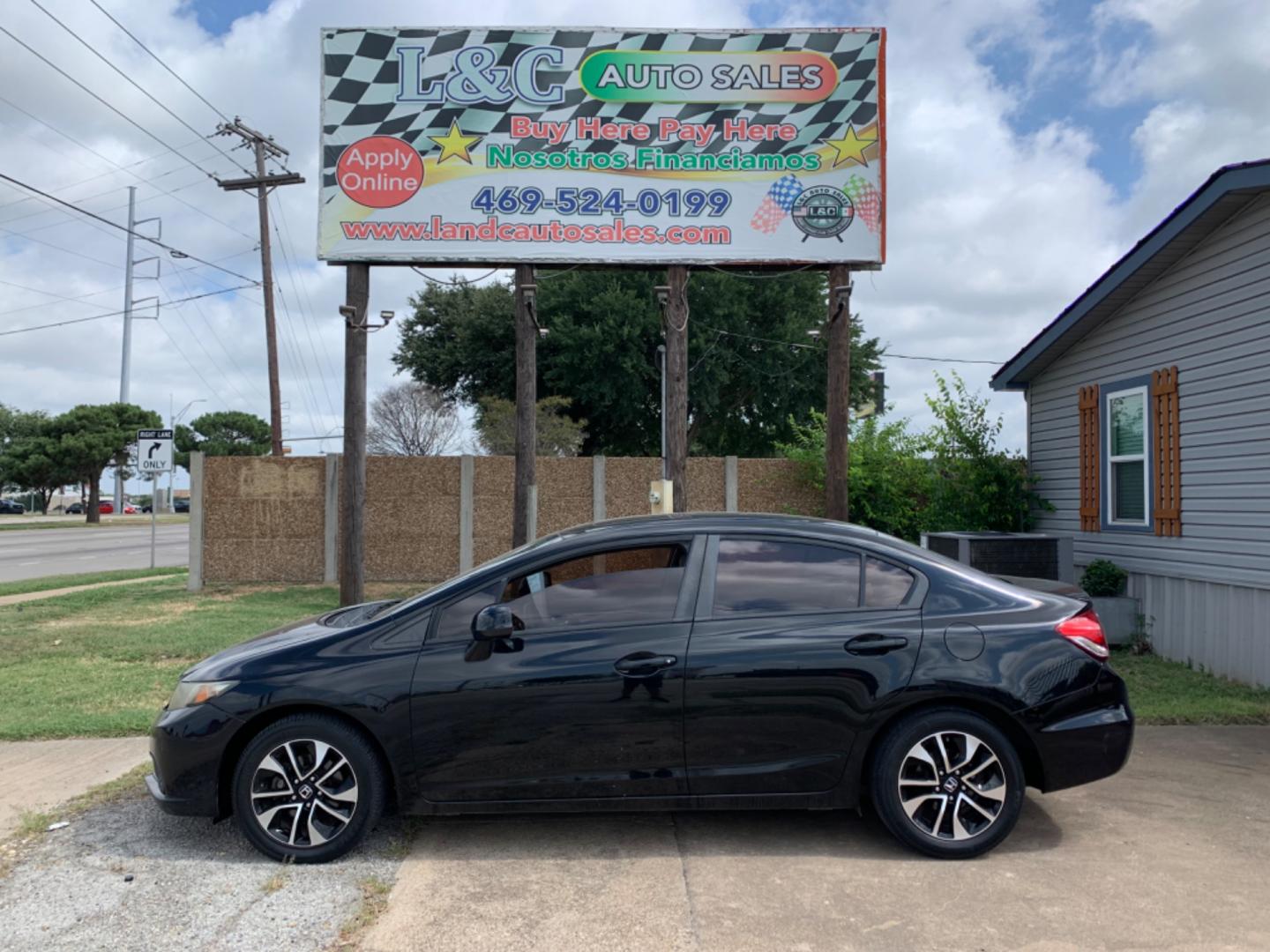 2013 Black /Black Honda Civic EX (19XFB2F81DE) with an 1.8L FI SOHC 110 CID engine, Automatic transmission, located at 1830 North Belt Line Road, Irving, TX, 75061, (469) 524-0199, 32.834373, -96.993584 - Photo#0